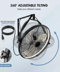 20 Inch Wall Mount Fan With Lights And Dimmable Illumination, 6 Speed High Velocity, 360 Degree Tilt, Industrial Metal Construction