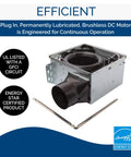 Energy Star Certified Bathroom Ventilation Fan With FlexFlow Technology Whisper Quiet 50 80 110 CFM, interior components view