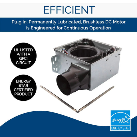 Energy Star Certified Bathroom Ventilation Fan With FlexFlow Technology Whisper Quiet 50 80 110 CFM, interior components view