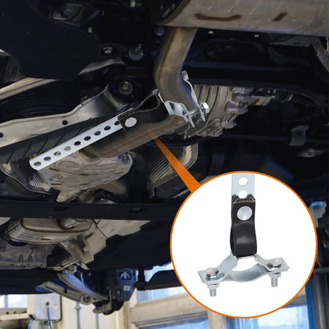 Rugged RV Exhaust Hanger For Generators And Onan 2500 4000 5500 Cummins Odyssey 1-1/2 Inch Tailpipe Replacement shown installed
