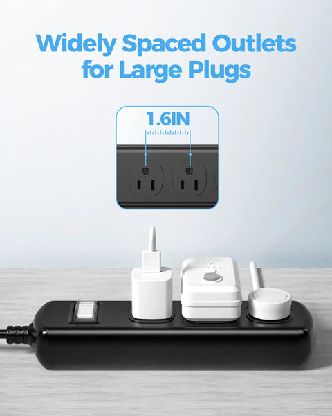 Tough As Nails Outdoor Power Strip Weatherproof With Three Wide Outlets And Six Foot Heavy Duty Extension Cord IPX6 Waterproof