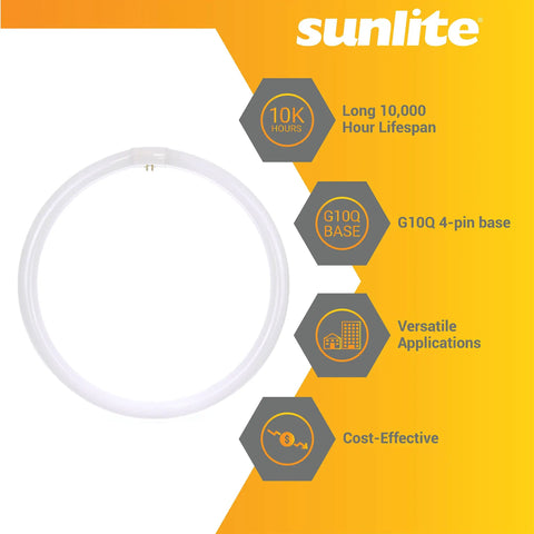 T9 Round Fluorescent Circline Lamp 40W 2600 Lumens 4100K Cool White G10Q 4 Pin Base RoHS Compliant 12 Pack Energy Saver