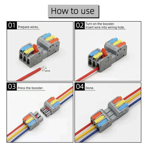 Grab These Awesome Push-In Wire Connectors For Fast Tool-Free Splicing On Any Solid Or Stranded Copper Cable With 2 In 2 Out Design, 12mm