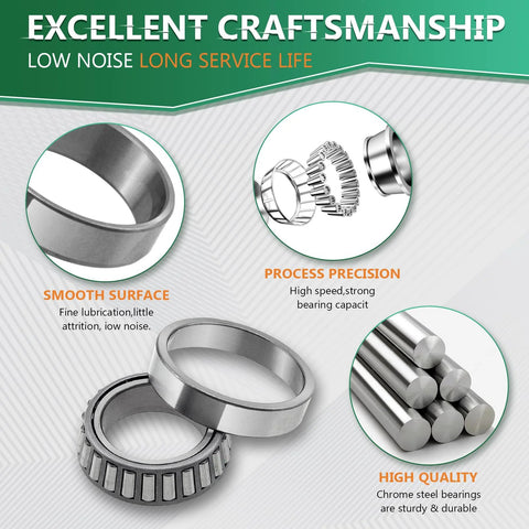Image showing components of Front Wheel Bearing And Seal Kit For Nissan Frontier 1998 1999 2000 2001 2002 2003 2004 Includes Four Front Wheel Bearings And Two Seals OEM WTA5x2 WTA3x2 WS710478 Tested For Quality And Durability Ready To Roll.