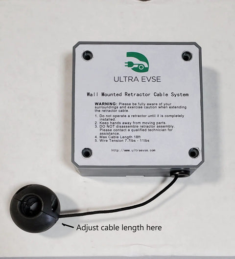 Top Shelf EV Charger Cord Retractor Keeps Your Charge Wire Locked Down And Beat Up Proof No Fuss Garage Setup Heavy Duty Wall Mount Bracket For J1772 Plugs Smooth Glide Action with adjustable cable length.