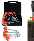 Twenty Pack 8 Inch Screw In Tent Stakes With Beefy Hex Heads Heavy Duty Stainless Steel Ground Anchors for Camping in Case