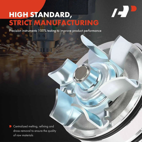 Beefed Up Premium Engine Water Pump With Seal For 3.5L And 4.0L DOHC V6 Cars, showcasing metal blade assembly.