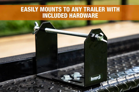 Rock Solid Commercial Trimmer Line Spool Holder Bracket With Mounting Hardware For Landscape Trailers on trailer surface.