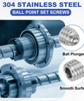 Front view of 304 stainless steel M6x16mm ball point set screws with hex socket, 10 pcs