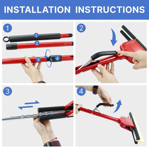 Installation instructions for Commercial Sponge Mop With Stainless Steel Extendable Handle And Two Compressed Cellulose Heads.