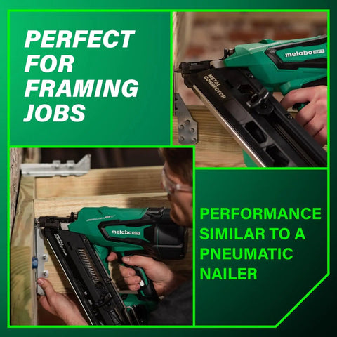 Using 36V Cordless Metal Connector Nailer With MultiVolt 2.5Ah Battery, Cranks 1-1/2 To 2-1/2 Inch Nails, 900 Nails Per Charge, NR3665DA