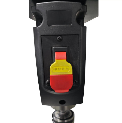 Control panel of 17 Inch ForedstWest Floor Drill Press 1.5Hp Motor with safety lock and adjustable settings.