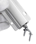 Push To Open Cabinet Door Catch With Magnetic Tip Soft Close Buffer, silver aluminum alloy and ABS construction, close-up view
