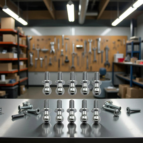 Set Of 10 Silver Metal Hex Ball Head Screws For 1 By 10 Scale RC Cars Including TT01 TT02 D5 Durable Alloy Fasteners Displayed