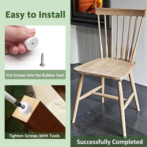 Image demonstrating White Round Cutting Board Rubber Feet No Sweat Thermoplastic Base Pads With Stainless Screws For Kitchen Counter Stabilization.