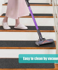 Non Slip Stair Treads For Wood Steps 8 By 30 Inches 15 Pack Self Adhesive Indoor Carpet Protectors with easy vacuum cleaning.