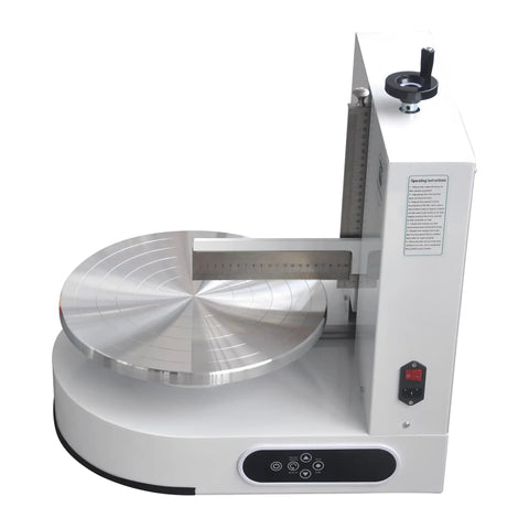 Pro Grade Cake Decorating Turntable With Smoothing Coating Machine For 6 To 14 Inch Cakes, AC110V, 0 To 7.83 Inch Height, Clockwise Or Counterclockwise Rotation, Adjustable Scraper, Waterproof Power Key, Easy Home Bakery Use