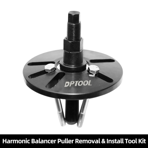 Balancer Puller Set For Harmonic Balancer Removal And Install Kit, close-up of pulley removal tool with black finish and threaded rod.