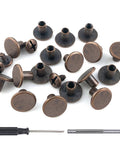 Premium Heavy Duty Chicago Binding Screws Rivet Kit No Sweat Install Copper Zinc Alloy Studs for Leather showing screws and tools.