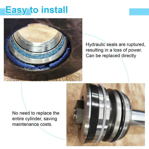 Heavy Duty Pro Grade Hydraulic Log Splitter Cylinder Rebuild Seal Kit For 4.5 Inch Bore And 1.75 Inch Rod Cylinders Pack Of 11 Seals shown installed in cylinder.