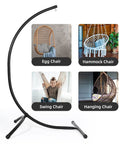 Heavy Duty Hammock Chair Stand For Indoor Outdoor Use, Built Like A Tank 2 Inch Powder Coated Steel C Stand Supports Up To 350 Lbs