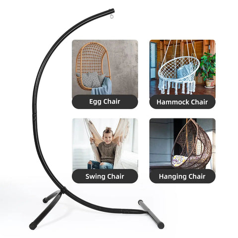 Heavy Duty Hammock Chair Stand For Indoor Outdoor Use, Built Like A Tank 2 Inch Powder Coated Steel C Stand Supports Up To 350 Lbs