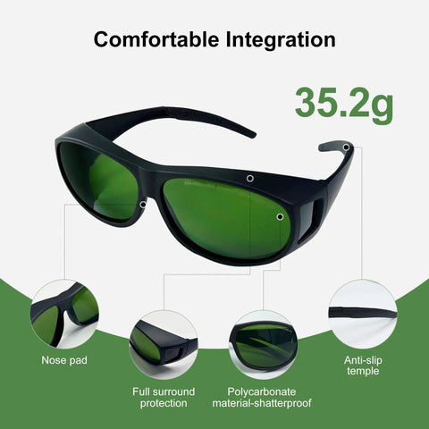 Kickass Od6 Plus Laser Safety Glasses For Ultimate Eye Protection Goggles showing polycarbonate material and nose pad design.
