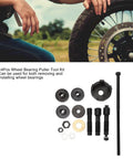 Premium Heavy Duty 14 Piece Wheel Bearing Puller And Remover Tool Set Installation Kit For Motorcycle Bikes With Case For 0.75 Inch 1 Inch And 25mm Bearings Pro Garage Gear To Keep Your Whip Running Smooth Every Day When Traveling, 14-piece steel kit laid out for motorcycle wheel bearing removal and installation