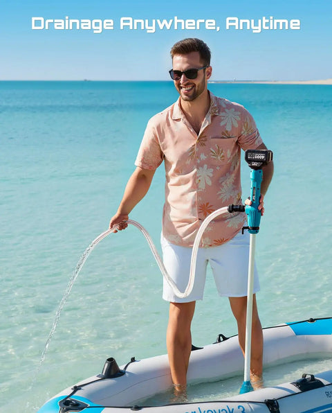 Cordless Stick Water Pump With 2.2 Inch Head Battery Powered Utility Pump used on beach for water transfer