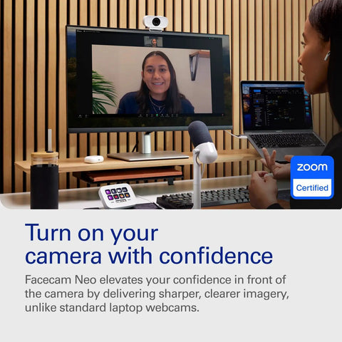 Pro 1080p Webcam Featuring Slick 60Fps Video And Secure Privacy Shutter For Instant Plug And Play Action On Laptops And Desktops in home office setup.