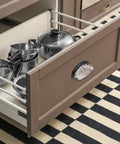 Three Inch Hole Centers Clear Glass Cabinet Cup Pulls With Scalloped Crystal Glass And Oil Rubbed Bronze Base on kitchen drawer