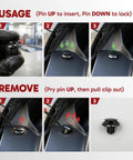 Usage instructions for Nissan And Infiniti Push Retainer Clips Kit 121Pcs with removal tool for bumper splash shield fender liner panels.