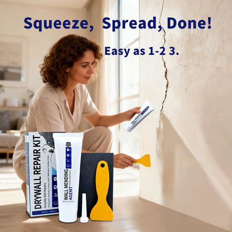 Person using Drywall Repair Kit 250g Wall Mending Putty For Holes Cracks And Stains DIY Quick Fix No Mess For Walls And Ceilings