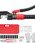 Heavy-Duty Hydraulic Crimping Tool Kit for AWG 12 to 2/0 Copper and Aluminum Terminals, Battery Lug Crimper With 6-Ton Pump