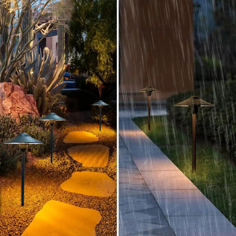 Low Voltage Path Lights Cast Aluminum Pathway And Driveway Lighting Kit With Wire Connectors Replaceable 3W G4 LED Bulbs
