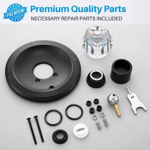 Shower Handle Renovation Kit For Delta RP6046 And 600 Series Valves, Single Handle Trim Replacement In Matte Black parts display.