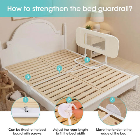 36 Inch Portable Bed Rail For Toddlers Foldable Travel Guard installation on twin bed with adjustable height