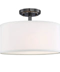Fabric Drum Shade Ceiling Light With PS Diffuser Semi Flush Mount Fixture Off White Fabric Shade For Bar Dining Room Hallway Living Room