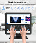 Flexible 17 Inch Capacitive Touchscreen Monitor With Ten Point Multi Touch in use, showing hands typing on a virtual keyboard.