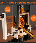 Close-up of Professional Grade Hella Fast Drill Powered Wire Stripper For Scrap Copper Heavy Duty Adjustable Cable Peeler with manual handle.
