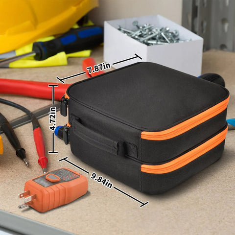 Tough Travel Tool Case Bag For ET310 Breaker Finder And RT250 GFCI Tester Two Layer Pro Grade Organizer For Digital Multimeters Clamp Meters And Home Test Kits Black
