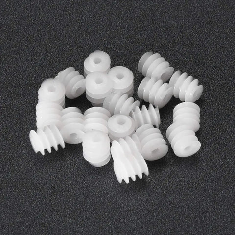 20 Piece Plastic Worm Gear Set 6x6-2A Reduction Gears For RC Cars And DIY Robots on black background