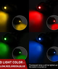 Five Pack LED Lighted Rocker Switch 12V 30A 3 Pin SPST with red, yellow, green, blue illumination on surfaces