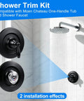 Upgrade Your Bathroom With This Sleek Shower Trim Kit Compatible With Moen T470 Chateau Tub And Shower Valve Featuring Easy Install Distinct Red Blue Indicators For Ultimate Water Control Style. matte black shower trim kit with round handle and showerhead