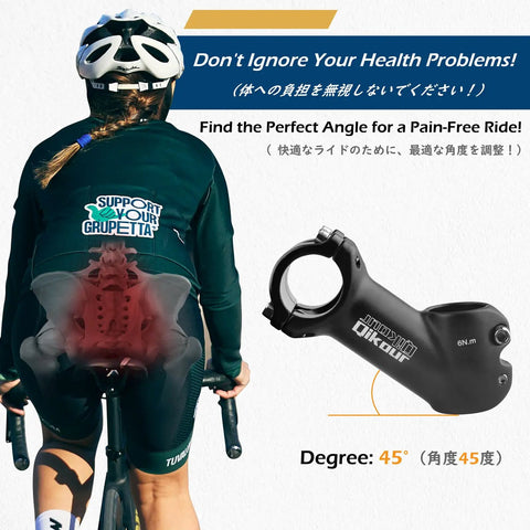Cyclist with 31.8mm Handlebar Stem 90mm 45 Degree Riser for Road Mountain BMX Bikes Fits 28.6mm Steerer CNC Machined 6061 Aluminum