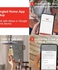 Steps to set up Vintage Filament LED Smart Edison Bulbs 60 Watt Equivalent with Alexa and Google via Sengled app on a phone.