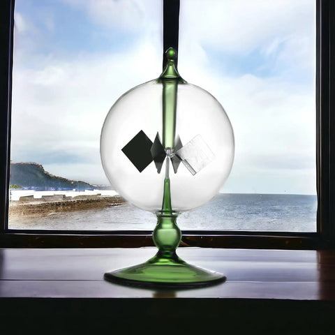 Green Solar Power Radiometer Glass Windmill Desk Decor That Spins With Light Crookes Radiometer Dope Gift For Home Office