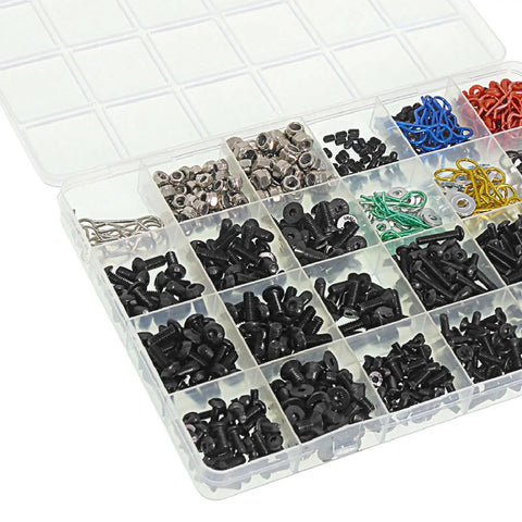 Universal RC Screw Kit Screws Assortment Set Stainless Steel Hardware Fasteners For RC Cars And Models Individually Packaged In Clear Box, assorted screws