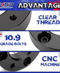 Close-up of thread and bolts on Beefed Up 2 Inch Lift Kit For F150 2004 2026 4WD 2WD Front Lift Spacers Forged Aircraft Aluminum