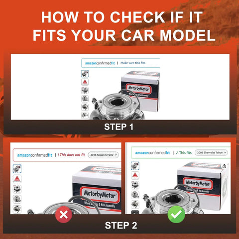 Visual guide showing how to check if Front Wheel Hub and Bearing Assembly for 4WD 6 Lug Trucks and SUVs fits your car model.